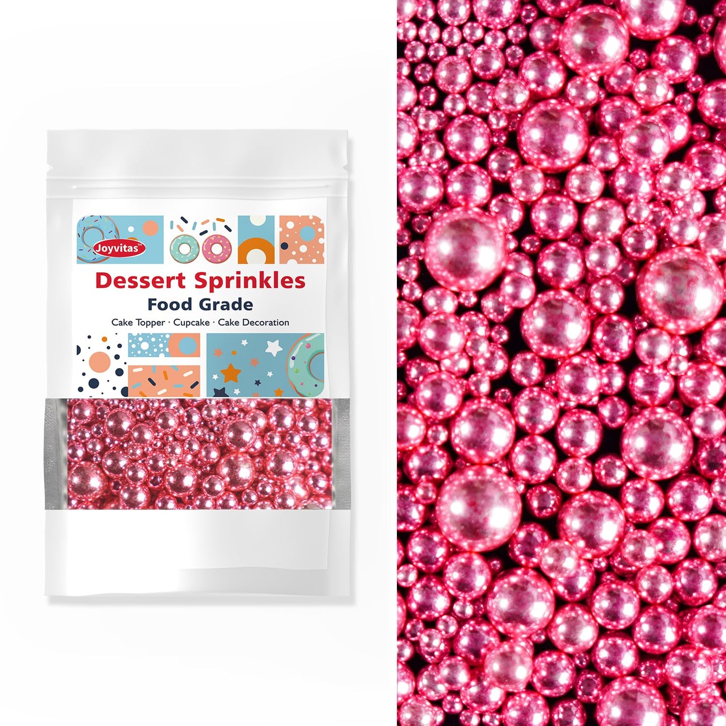 Rose Gold Pearl Sprinkles, Baking Sugar Sprinkles for Cake Decorating, 150g/5.29oz, Mix Size, Cake Decorations, Cupcake, Cookie, Ice Cream Topper, Wedding Party, Christmas Supplies