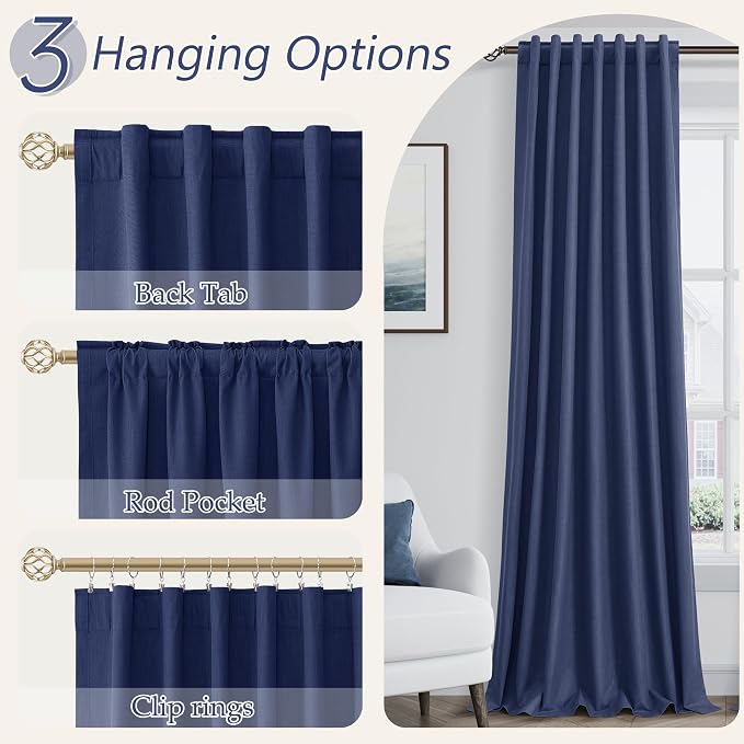 Guken 100% Blackout Curtains 100 Inch Length 2 Panels Set - Image 7