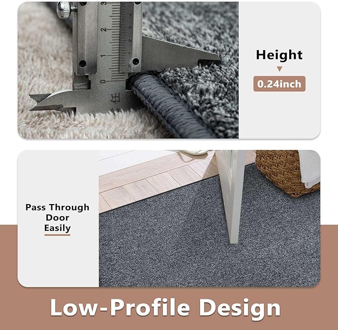 FinRèc 6x9 Washable Area Rugs for Bedroom Living Room, Low Pile Thin Rug Solid - Image 6