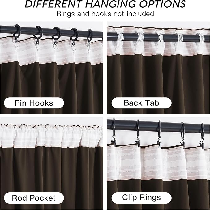 RYB HOME Brown Velvet Curtains 72 inches - Image 4