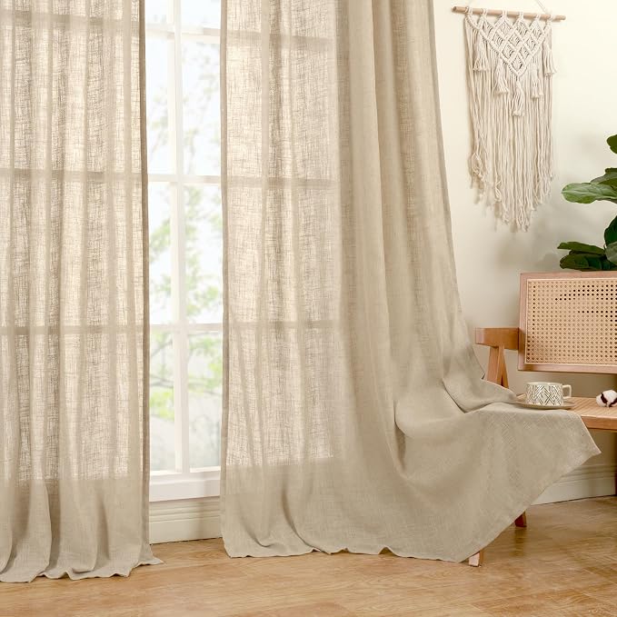 LAMIT 78 Inch Length Brown Linen Curtains - Image 9