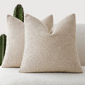 Foindtower Set of 2, Decorative Textured Boucle Throw Pillow Covers Accent Solid Pillow Cases Neutral Soft Cozy Couch Cushion Case for Chair Sofa Bedroom Living Room Home Decor 16 x 16 Inch,Oatmeal