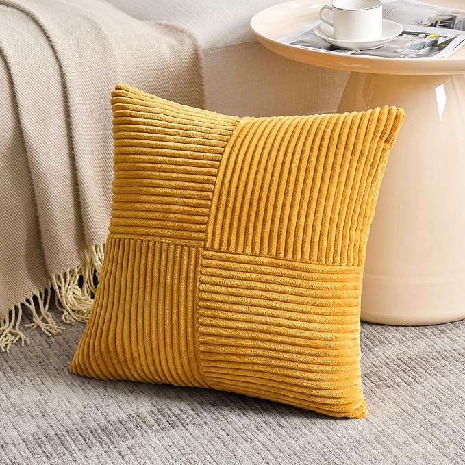 Fancy Homi 2 Packs Gold Yellow Euro Decorative Throw Pillow Covers 26x26 Inch - Image 2