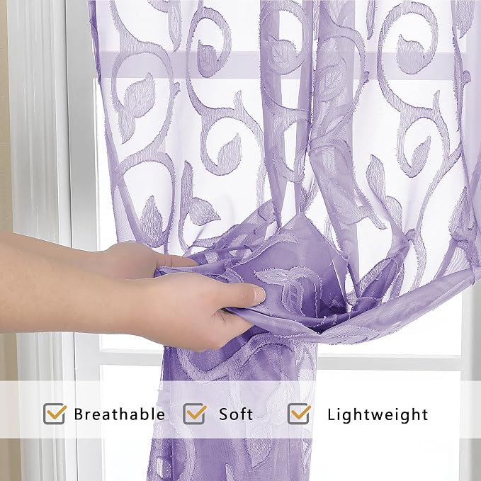 OWENIE Furman Extra Long Sheer Curtains 96 inches Long - Image 5