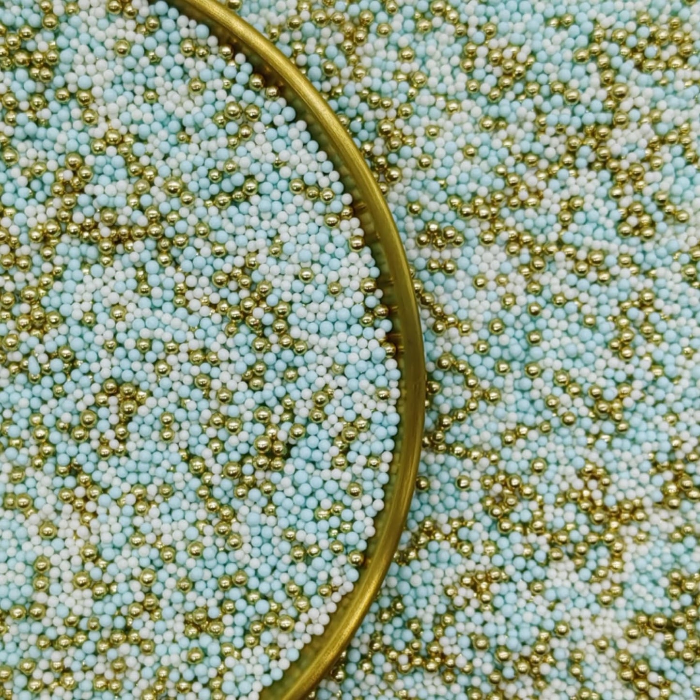 Edible Blue & White & Super Gold Pearl Sugar Sprinkles Candy 2mm Mini Pearls Cake Decorations Cupcake Toppers Cookie Decorating Perfect for Wedding Party Valentine Halloween Christmas Supplies 3OZ