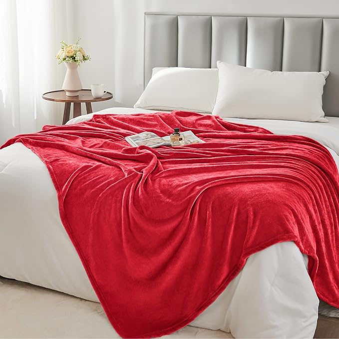 BEDELITE Fleece Blanket Twin Size Red Throw Blanket - Image 6