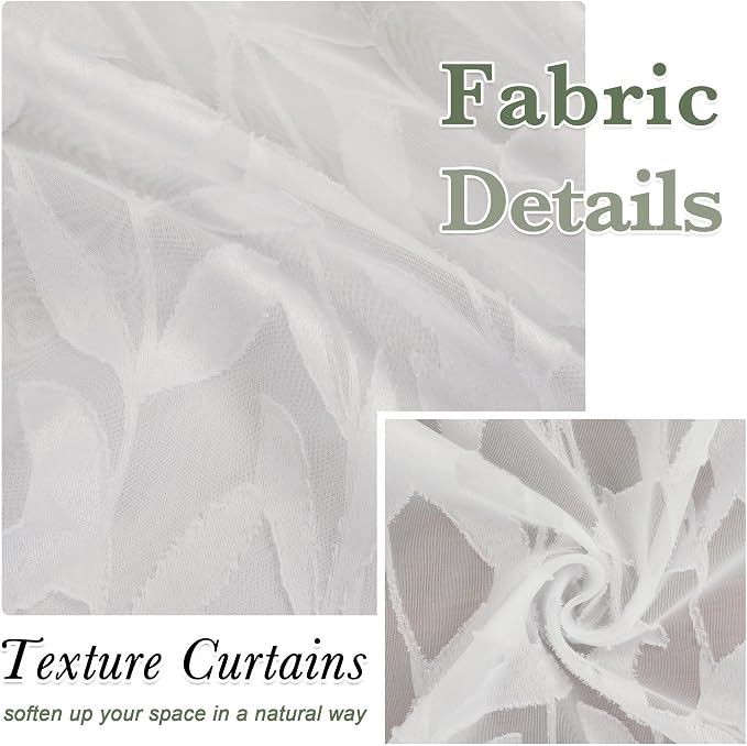 Lecloud Leia Ivory Sheer Curtains 78 Inches Long 2 Panels, Privacy Airy Voile - Image 4