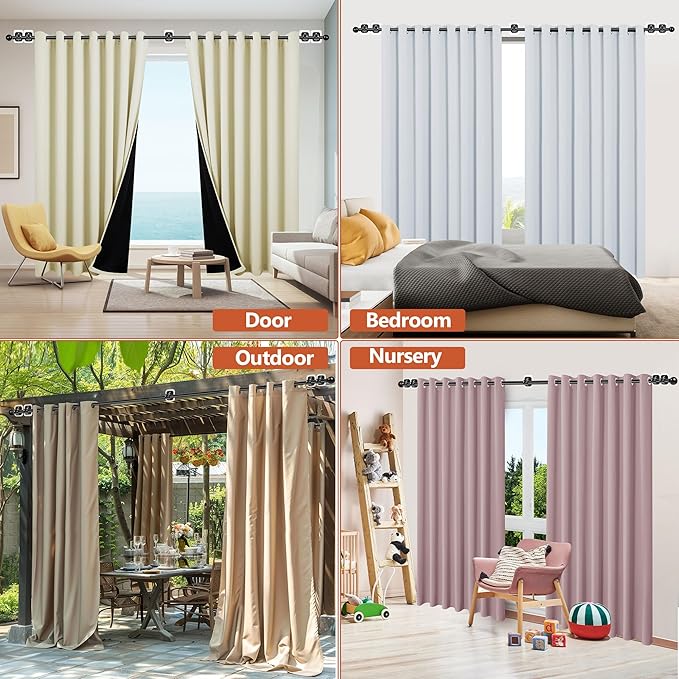 Curtain Rods No Drilling for Windows 48 to 84-96 Inch, 5/8 Inch Diameter Drapey - Image 3