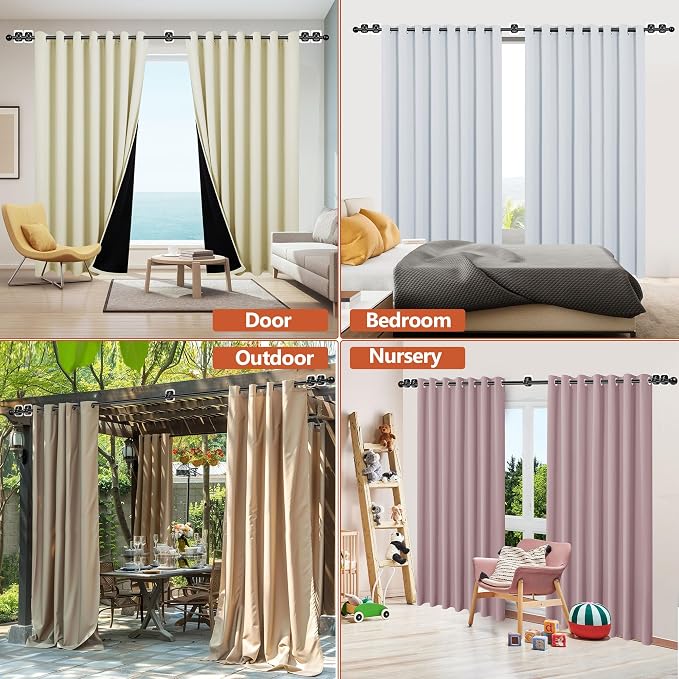 Curtain Rods No Drilling for Windows Set 66 to 120-128 Inch, 5/8 Inch Diameter - Image 3