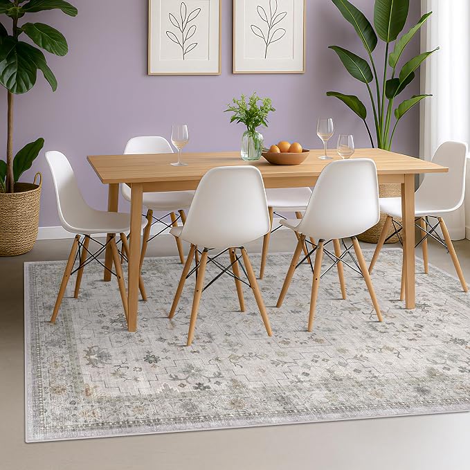 Hazo Haus Boho Light Grey Living Room Rug 7x9 - Image 3