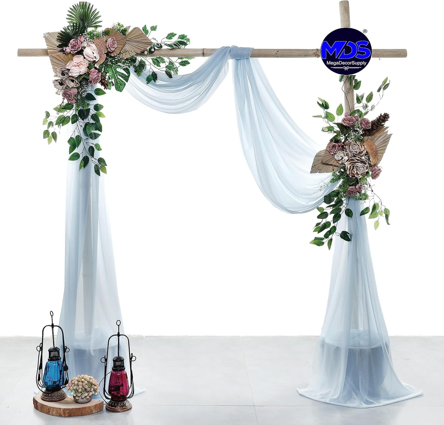 MDS Halloween Chiffon Draping Fabric - 2 Panel, 30" Wide x 40ft Long - Sheer Spooky Arbor & Canopy Drapery for Haunted House Backdrops, Party Ceilings, DIY Costumes & Themed Events - Baby Blue