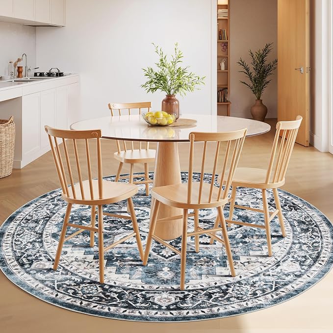 AMADA HOMEFURNISHING Round 5ft Area Rugs, Low-Profile Washable Rug - Image 2