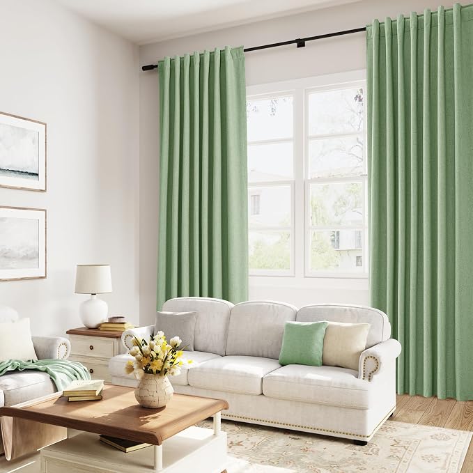 Guken 100% Blackout Linen Curtains 102 Inch Length 2 Panels Set - Image 8