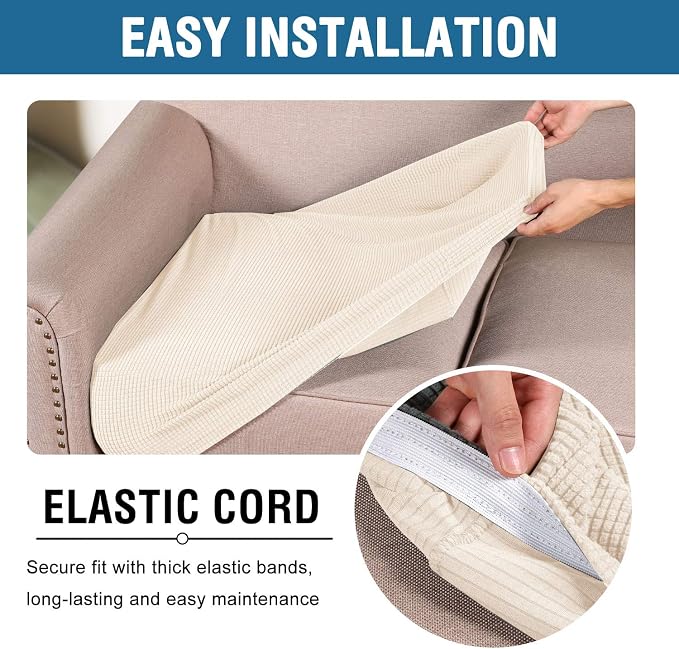H.VERSAILTEX High Stretch Individual Seat Cushion Covers Sofa Slipcovers Couch - Image 6