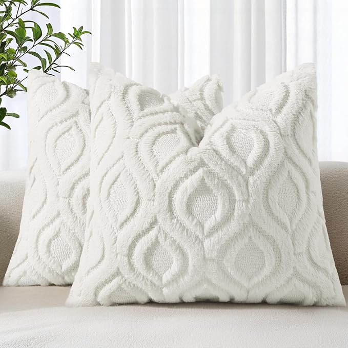 decorUhome Throw Pillow Covers 26x26 Inch Set of 2, Soft Plush Decorative Faux by decorUhome