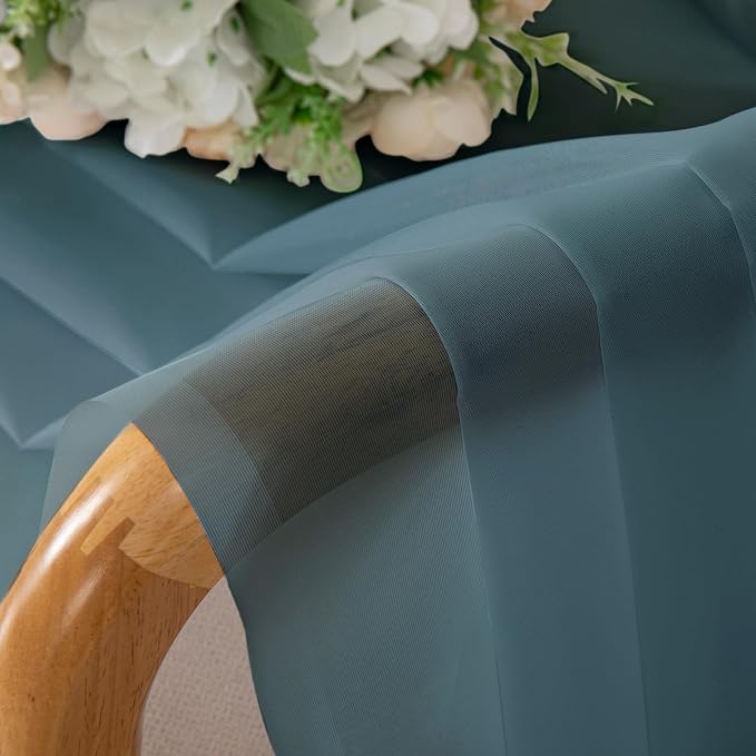 Chyhomenyc Stone Blue Sheer Curtains 54 Inch Long 2 Panels, Light Filtering Rod by Chyhomenyc