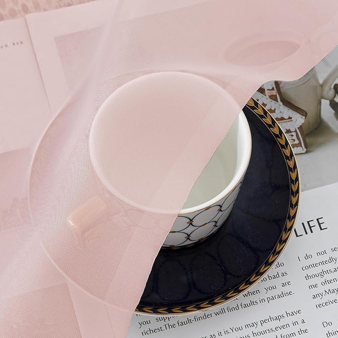 Aiyufeng Blush Pink Sheer Curtains 45 Inch Length 2 Panels Set, Light Filtering - Image 3