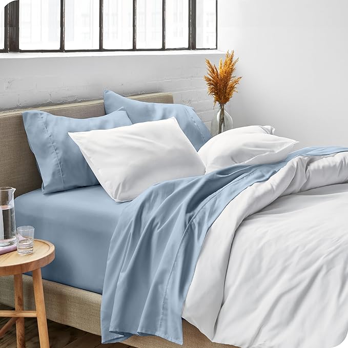 Bare Home Twin Sheet Set - 1800 Ultra-Soft Microfiber Twin Bed Sheets - Double Brushed - Deep Pockets - Easy Fit - Extra Soft - 3 Piece Set - Bedding Sheets & Pillowcases (Twin, Dusty Blue)