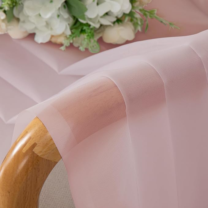 Chyhomenyc Blush Pink Sheer Curtains 108 Inches Long - Image 2