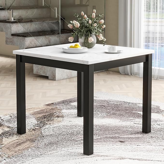 HomSof 5-Piece Counter Height Dining Table Set with One Faux Marble Top Dining Table and Four Velvet-Upholstered Chairs,Grey
