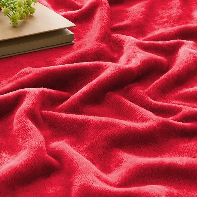 BEDELITE Fleece Blanket Twin Size Red Throw Blanket - Image 3