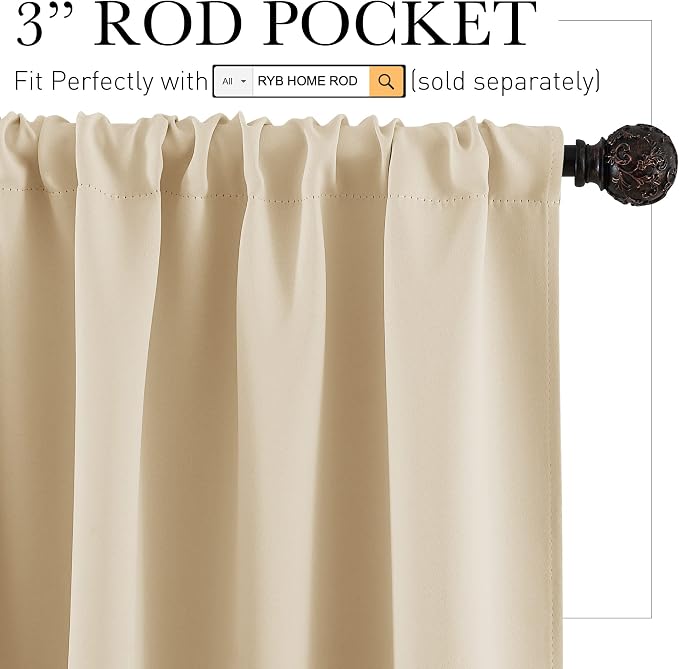 RYB HOME Large Curtains for Bedroom 84 inches Long 2 Panels Set, Privacy - Image 2
