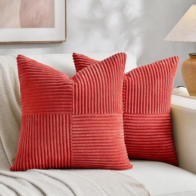 Fancy Homi 2 Packs Red Big Decorative Throw Pillow Covers 24x24 Inch by Fancy+Homi