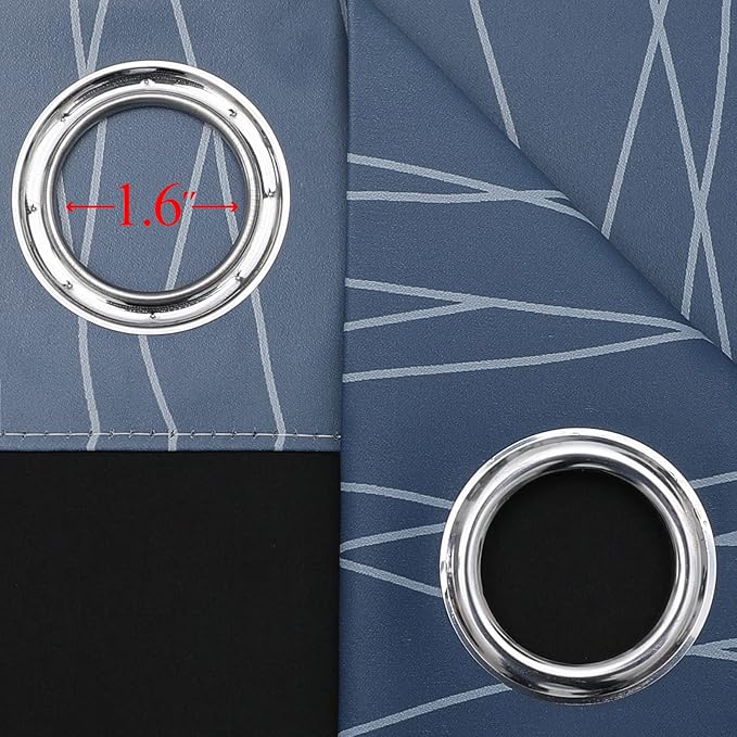 Estelar Textiler Navy Blue and Grayish White Blackout Curtains - Image 7
