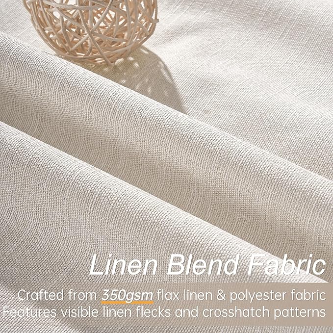 Topfinel Linen Blackout Curtains 96 Inch Long, Boho Farmhouse Ivory Birch Viral - Image 3