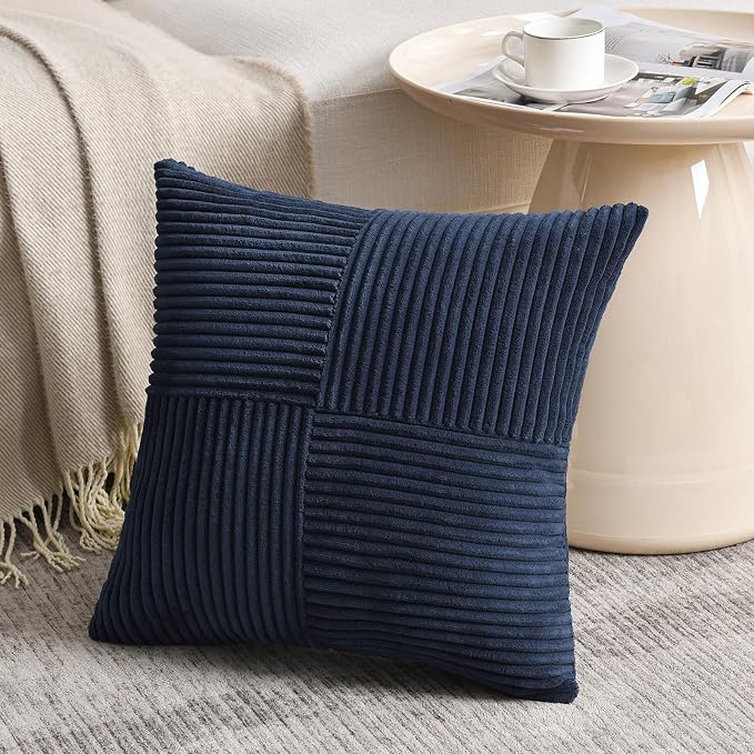 Fancy Homi 2 Packs Navy Blue Decorative Throw Pillow Covers 20x20 Inch - Image 2