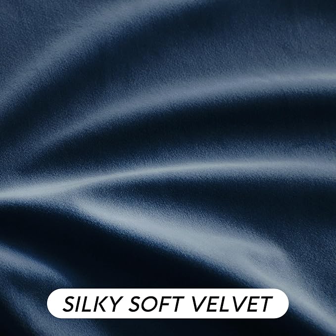 RYB HOME Navy Blue Velvet Curtains 102 inches - Image 5