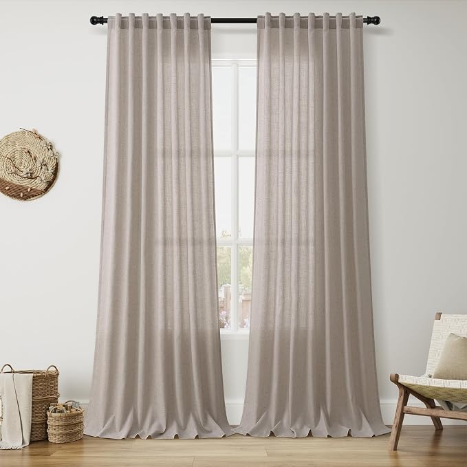 Nanspring Stone Beige Linen Curtains by Nanspring