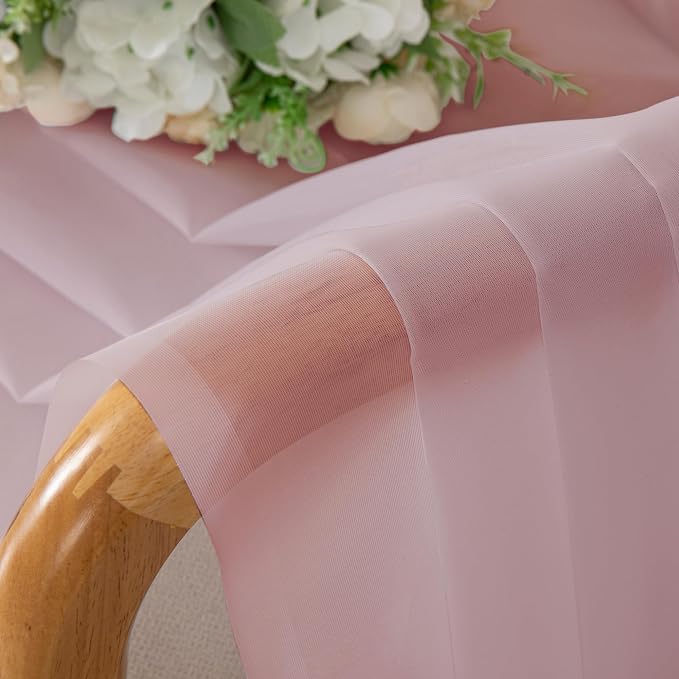 OVZME Blush Pink Sheer Curtains 108 Inches Long 2 Panels - Image 6