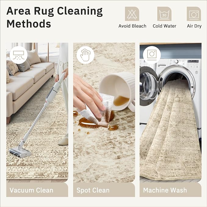 6x9 Area Rug for Living Room Floral Washable Non-Slip Modern Rugs for Bedroom - Image 8