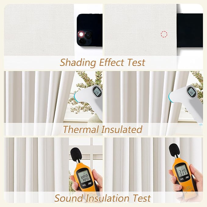 Guken Ivory 100% Blackout Curtains 84 Inch Length 2 Panels Set - Image 5