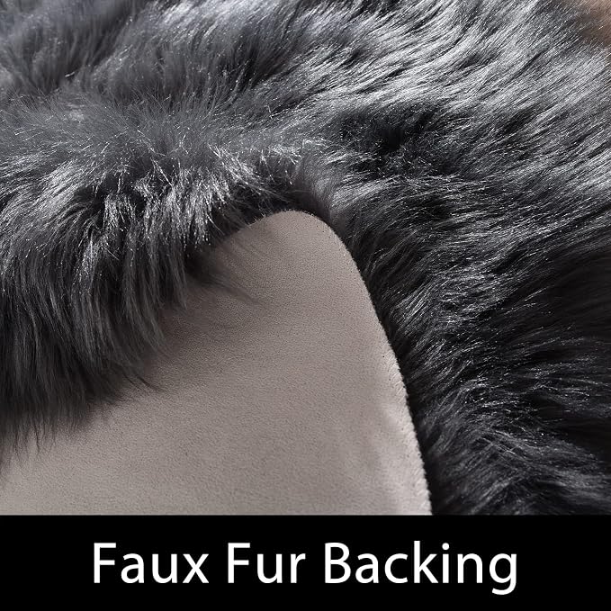 Latepis Dark Grey Small Bedroom Rugs 2x3 Washable Rugs Soft Shaggy Fuzzy Faux - Image 3