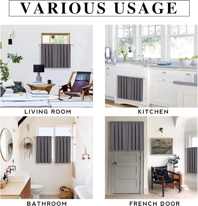 RYB HOME Cafe Blackout Curtains 24 inch Length, RV Curtains - Image 7