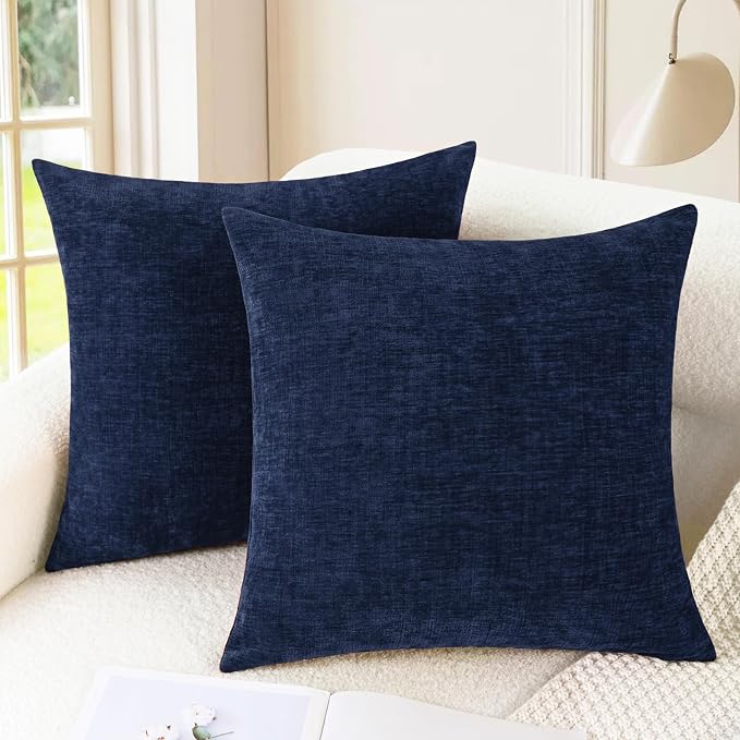 CaliTime Throw Pillow Covers Decorative 16 X 16 Inches Pack of 2 Cozy Chenille by CaliTime