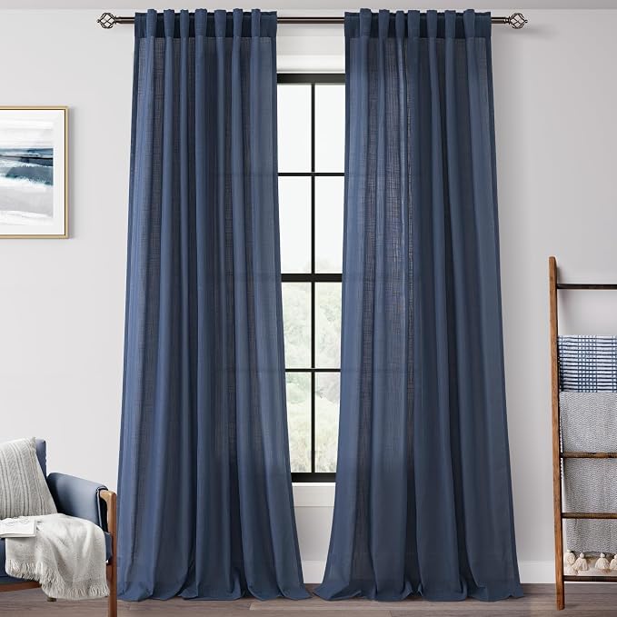 Navy Blue Curtains 105 inch Length by Jolilight
