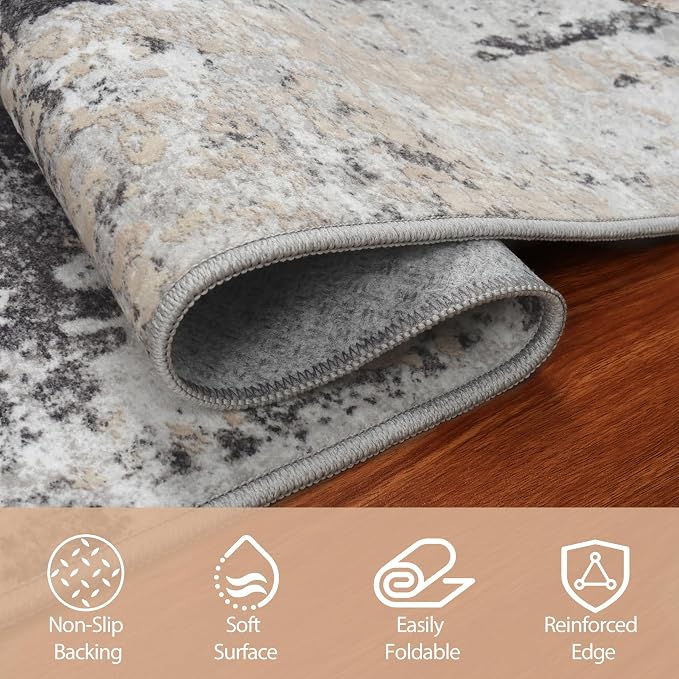 5x7 Area Rugs for Living Room Rug Washable: Abstract Rug for Dining Room - Image 4