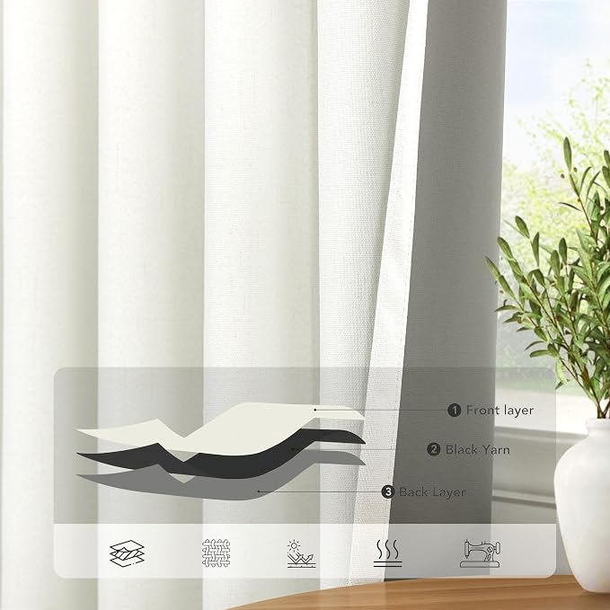 Black Out Curtains 72 Inch Long 2 Panel Burg Lightweight Faux Linen Cute - Image 5