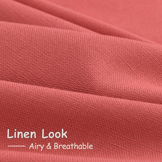 Nanspring Watermelon Red Curtains 108 Inches Long 2 Panels, Semi Sheer Back Tab - Image 5