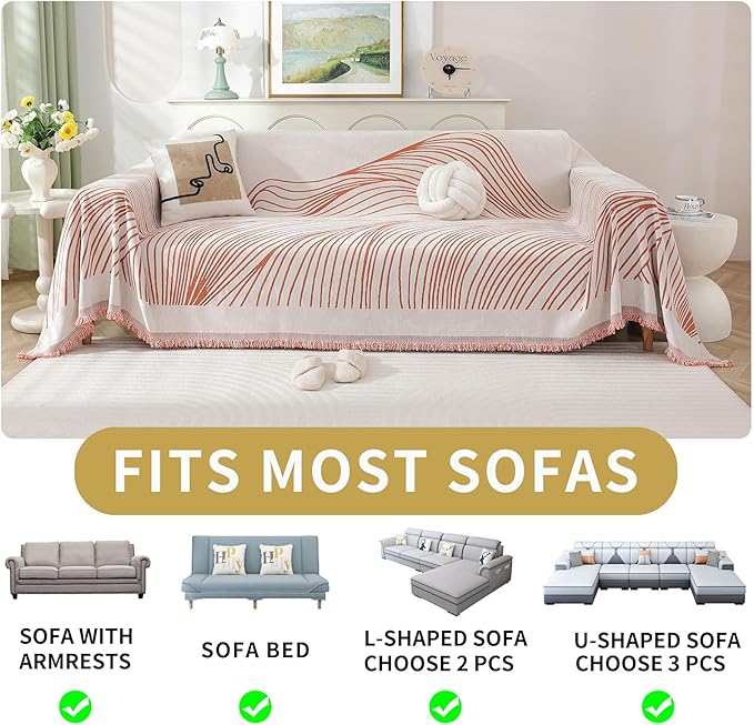 Non Slip Sofa Covers Couch Covers for 3 Cushion Couch Sofa Pet Friendly Washable Couch Covers for Sofa, Soft Thick Sectional Couch Covers L Shape Furniture Protector for Kids, Dogs 91" X134"