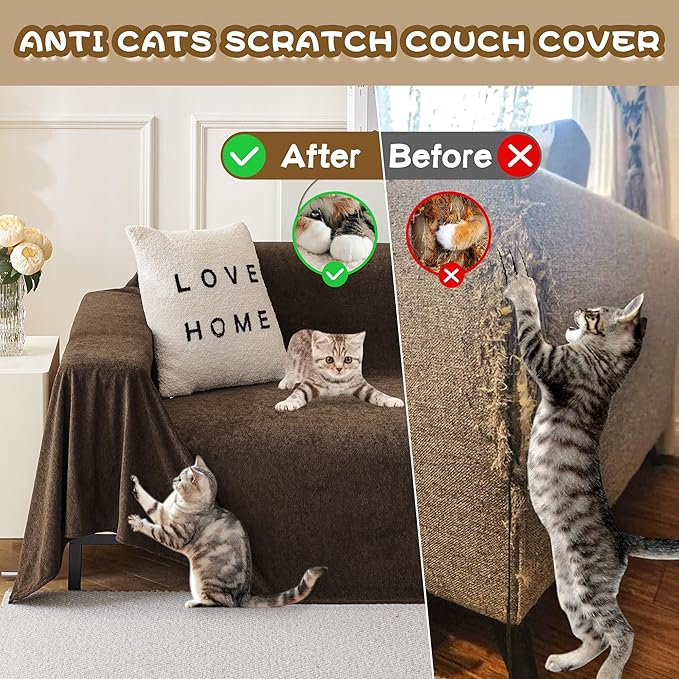 MYSKY HOME Sectional Couch Covers, Couch Cover 3 Cushion Sofa, Couch Covers for Pet, Dog Couch Protector, L Shape Sofa Cover Sofa Slipcovers Washable Furniture Covers for Pets, 91" x 134", Dark Brown