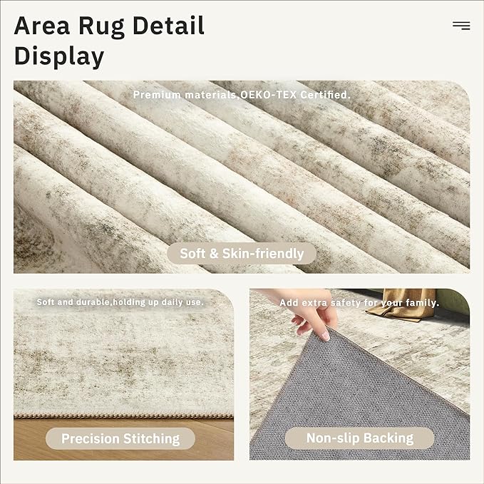 3x5 Rug, Small Area Rug for Kitchen, Machine Washable Non-Slip Throw Rug - Image 6