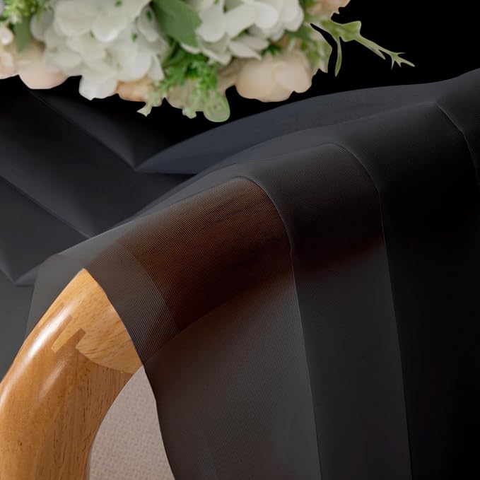 Simplebrand Black Sheer Curtains, 2 Panels Set - Image 6