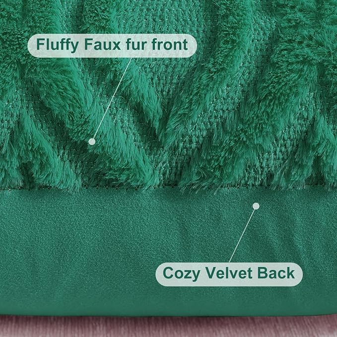 decorUhome Throw Pillow Covers 18x18 Inch Set of 2, Soft Plush Faux Wool Green - Image 6