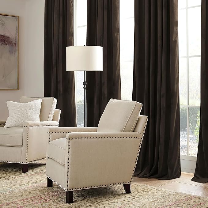 RYB HOME Brown Velvet Curtains 102 inches - Image 6