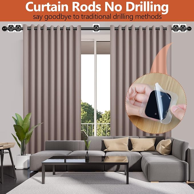Curtain Rods No Drilling for Windows, 5/8 Inch Diameter Drapey Pole - Image 2
