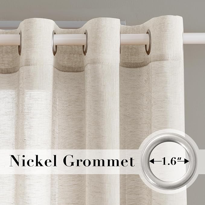 H.VERSAILTEX Linen Curtains Nickel Grommet Natural Linen Semi-Sheer Curtains 2 - Image 2
